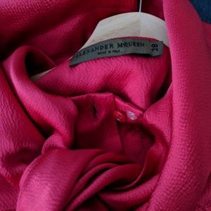 Alexander McQueen Hammered Silk Peasant Blouse